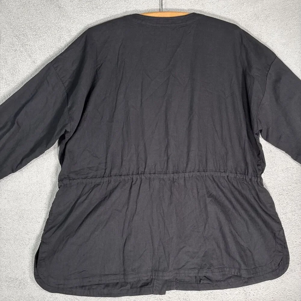 Eileen Fisher Organic Cotton Twill Shirttail Jacket Top XL‎ Lagenlook Minimalist